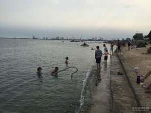 海边游泳吃瓜,海边游泳的悠闲时光
